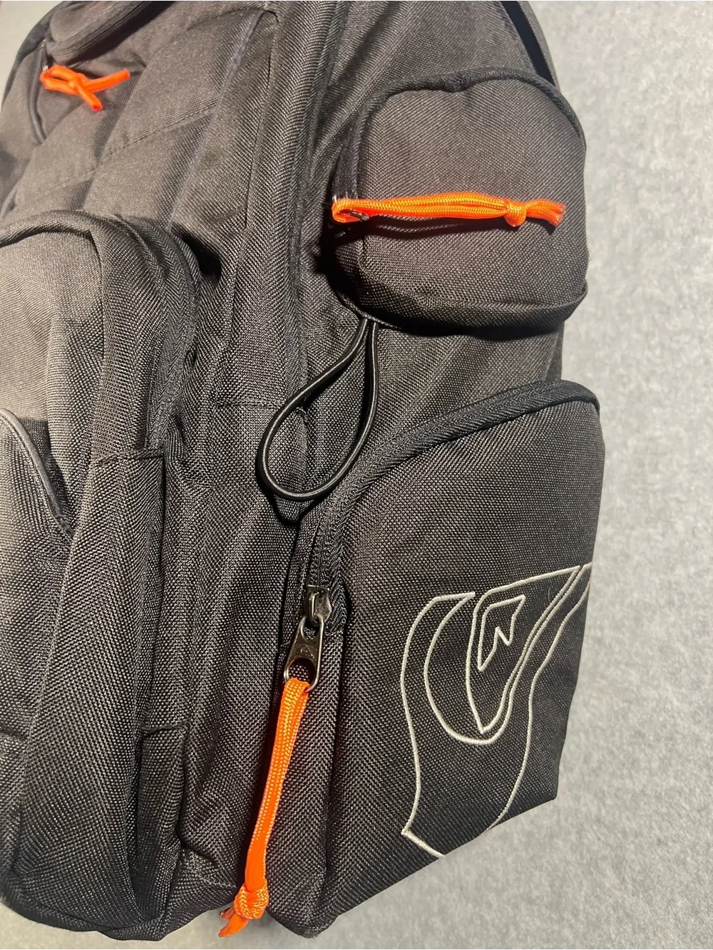 Quiksilver Large Black Backpack with Orange Accents